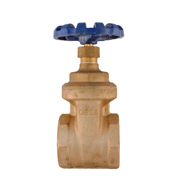 Válvula de compuerta Deca de bronce FIG. 1502, brida #125 BSP, diseñada para aplicaciones industriales con control de flujo y alta durabilidad.