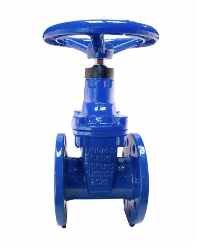 Válvula de compuerta PTV elastomérica, brida PN16, diseñada para aplicaciones industriales con control de flujo y resistencia al desgaste.