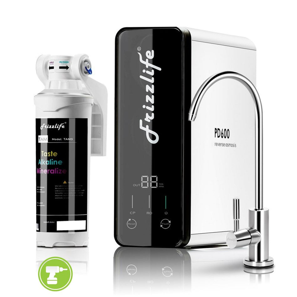 Purificador de agua bajo lavaplatos + filtro alcalinizador FRIZZLIFE PD600