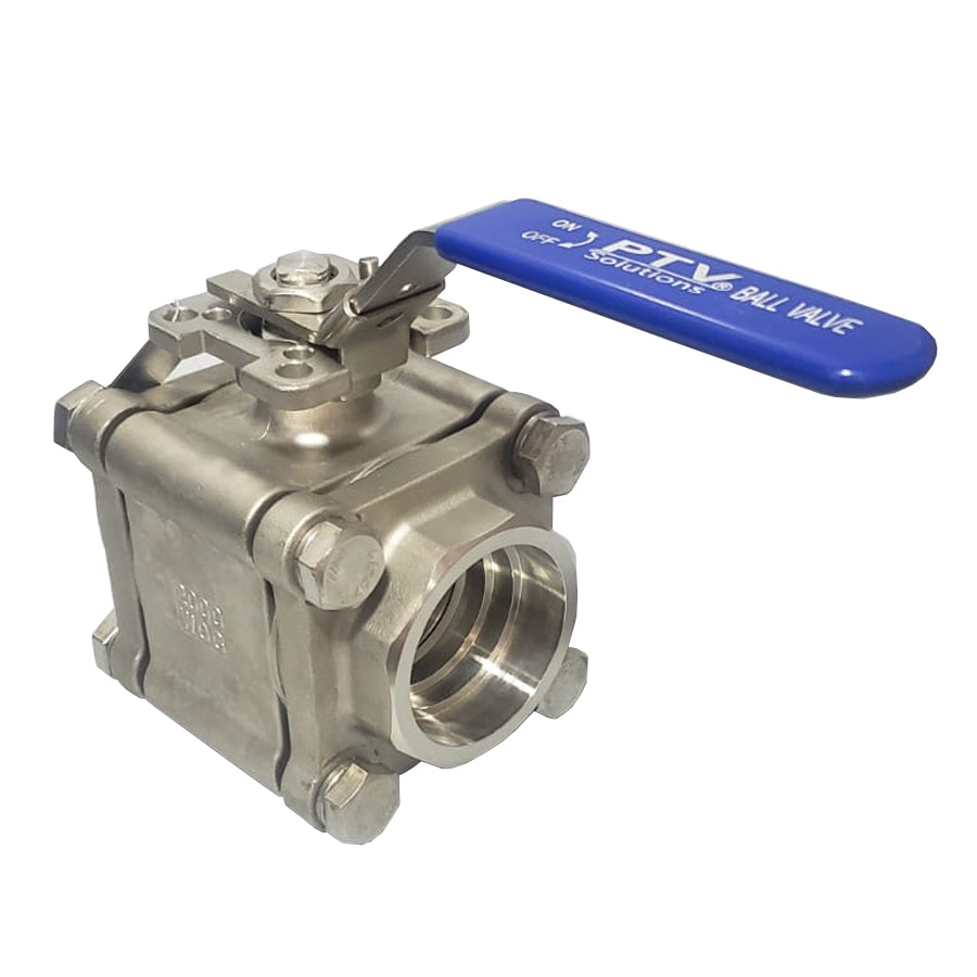 Válvula de bola PTV 3PC SS316/RPTFE, 2.000PSI SW, ideal para aplicaciones industriales de alta presión y resistencia a la corrosión