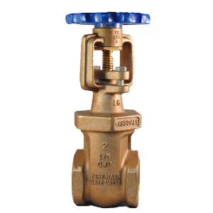 Válvula de compuerta Brecco UL/FM de bronce, clasificada para 175 PSI, ideal para aplicaciones industriales con control de flujo y alta durabilidad.