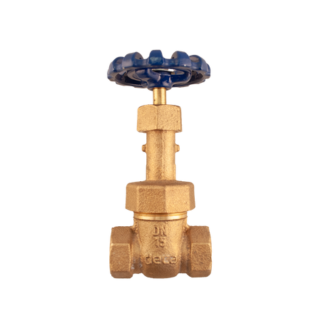 Válvula de compuerta Deca-Mipel 063 de bronce, NPT #300, diseñada para aplicaciones industriales de alta presión y control de flujo.