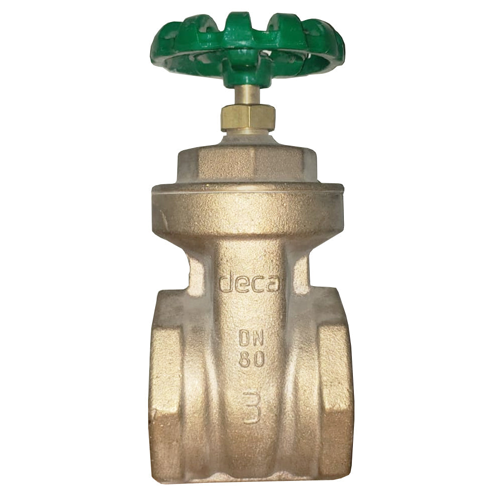 Válvula de compuerta Deca FIG 060 de bronce, PN20 NPT, ideal para aplicaciones industriales con control de flujo y resistencia.