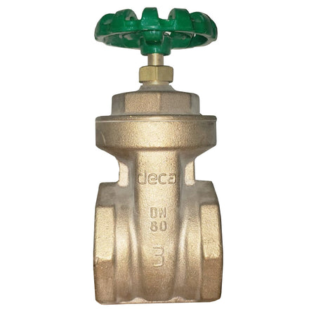 Válvula de compuerta Deca FIG 060 de bronce, PN20 NPT, ideal para aplicaciones industriales con control de flujo y resistencia.