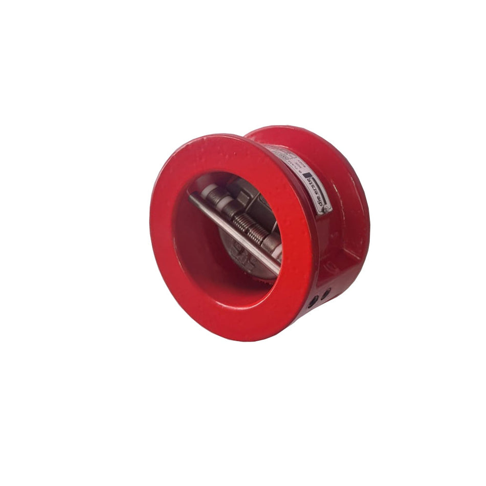 Válvula de retención tipo Duo Check Dierste DI/SS/Buna, clasificada para #150, ideal para aplicaciones industriales con resistencia química y control de flujo.
