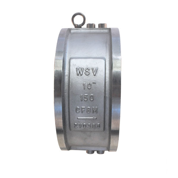 Válvula de retención tipo Duo Check WSV SS316/SS316/Metal, clasificada para #150, ideal para aplicaciones industriales con alta resistencia a la corrosión y control de flujo.
