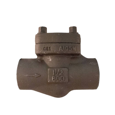 Válvula de retención tipo Lift Check PTV A105/Trim 8 con roscas NPT, clasificada para #800, ideal para aplicaciones industriales de alta presión y control de flujo.