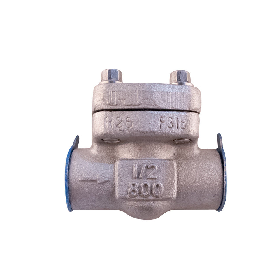 Válvula de retención tipo Lift Check PTV SS316/Trim 10 con roscas NPT, clasificada para #800, diseñada para aplicaciones industriales de alta presión y control de flujo.