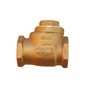 Válvula de retención Swing Check Deca-Mipel de bronce con roscas NPT, clasificada para #125, ideal para evitar el flujo inverso en sistemas industriales.