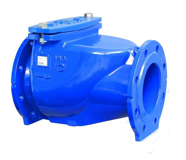Válvula de retención Swing Check VAG Reto Stop GGG40, clasificada para PN10, diseñada para prevenir el flujo inverso en sistemas industriales con alta durabilidad.