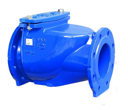 Válvula de retención Swing Check VAG Reto Stop GGG40, clasificada para PN10, diseñada para prevenir el flujo inverso en sistemas industriales con alta durabilidad.